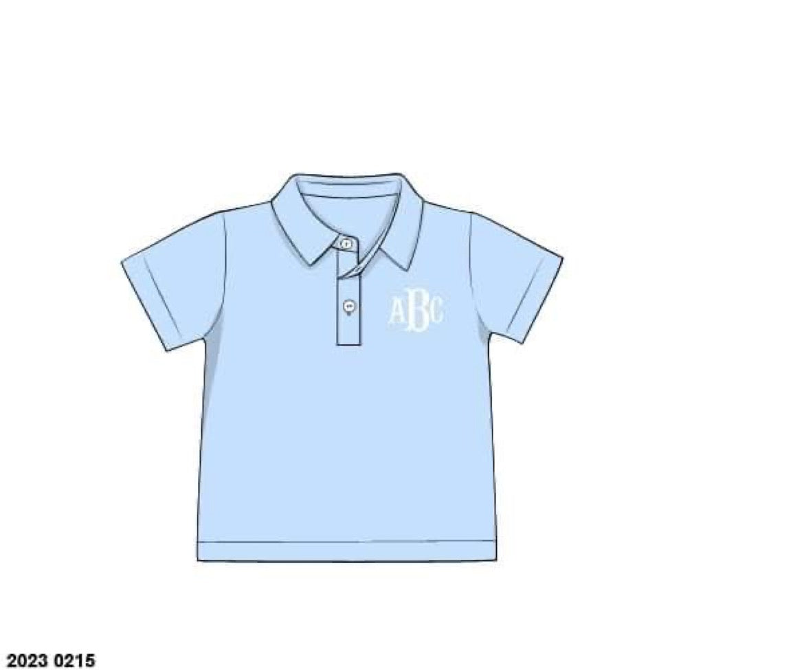 RTS: Boys Basic Tops Collection- Light Blue Polo (No Monogram)