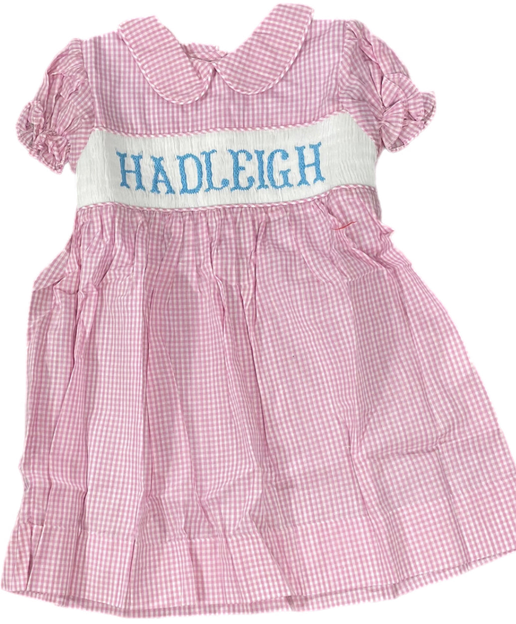 RTS: Girls Pink Gingham Name Smock “Hadleigh” Smocks! – Busy Dress Bee