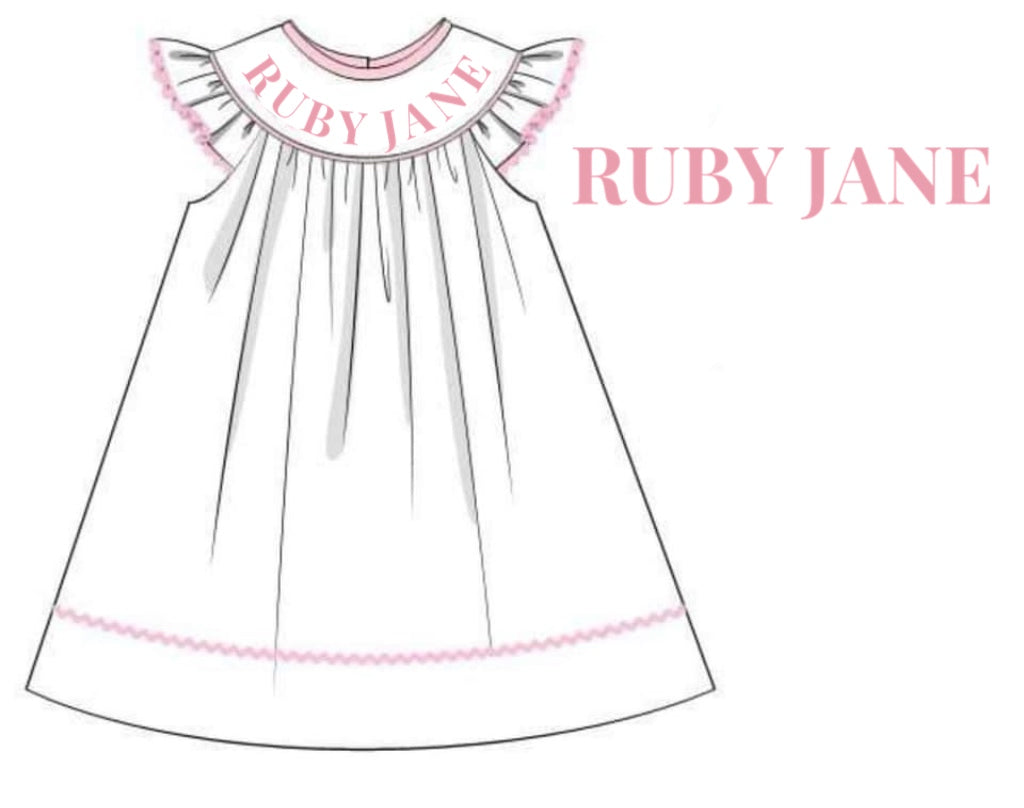 RTS: Sibling Name Smocks- Girls Knit Dress “Ruby Jane”