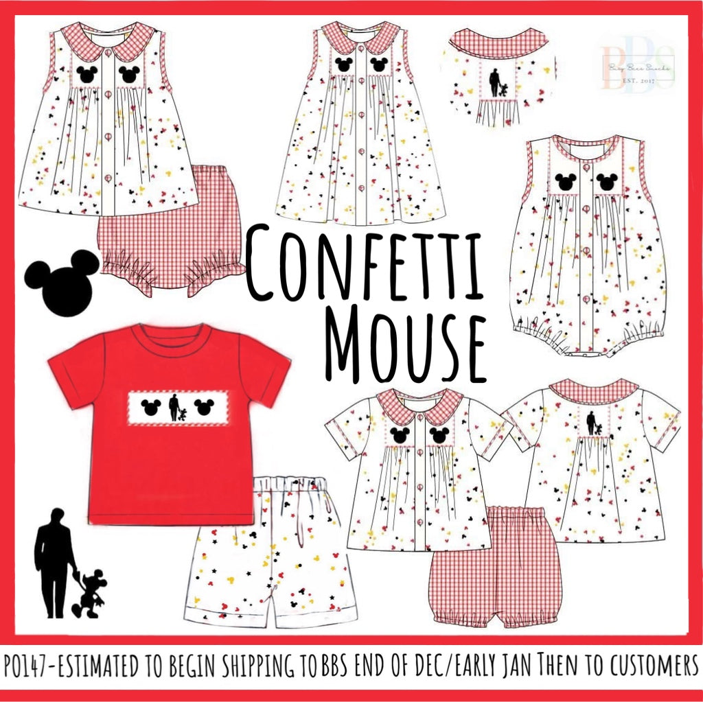 Pre Order 147: Confetti Mouse- Unisex Bubble Short Set
