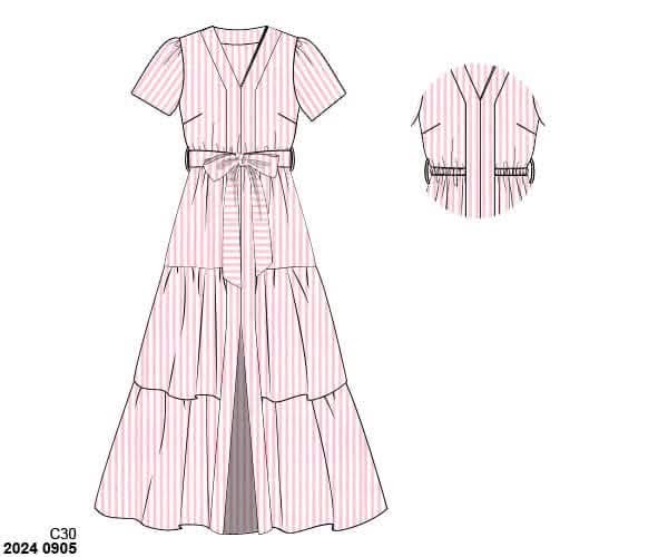 Pre Order 148: Bunny Crest- Mom/Mini Pink Woven Maxi Dress