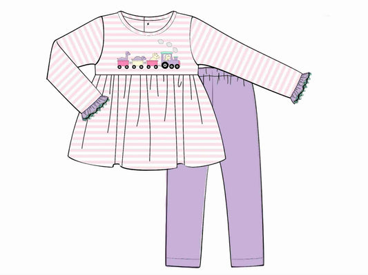 RTS: Dino Train- Girls Knit Legging Set
