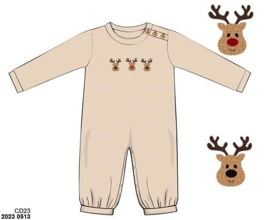 RTS: DEFECT- Christmas Sweaters- Boys Reindeer Romper