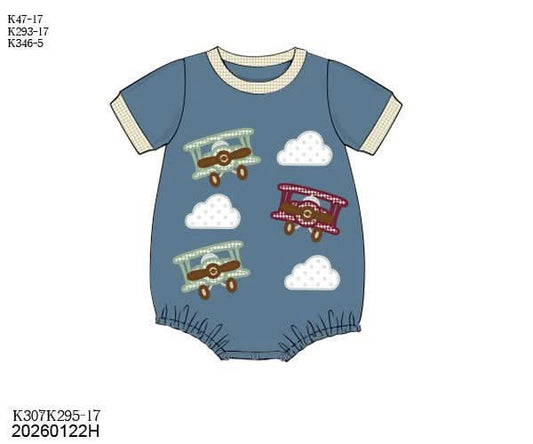 Pre Order 141: Boys Only- Airplane Appliqué Bubble