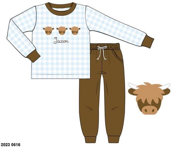 Pre Order 147: Rep Request- Boys Highland Cow Jogger Set