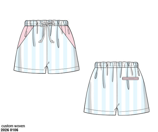 Pre Order 138: Pastel Stripe- Dad/Mini Woven Traditional Shorts