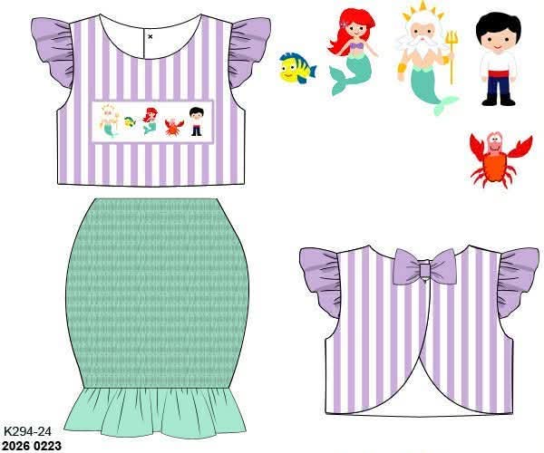 RTS: BBS Dress Up- Girls Dinglehopper Smocked Skirt Set