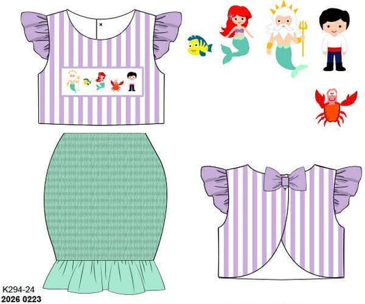 RTS: BBS Dress Up- Girls Dinglehopper Smocked Skirt Set