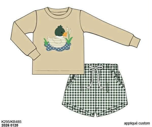 Pre Order 141: Boys Only- Mallard Duck Appliqué Shortie Set
