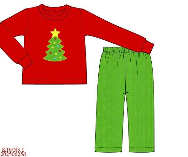 RTS: Tis The Season- Boys Appliqué Pant Set