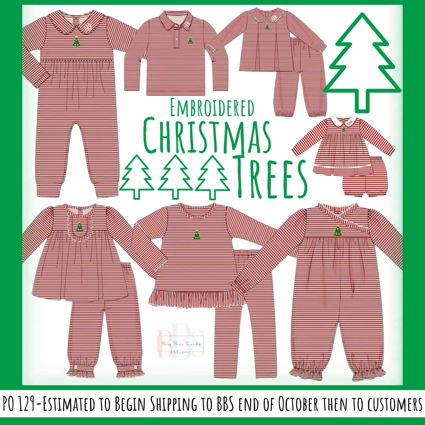 RTS: Embroidered Christmas Trees- Boys Knit Romper (No Monogram)