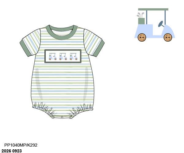 Pre Order 151: Floral & Golf- Boys Smocked Knit Bubble