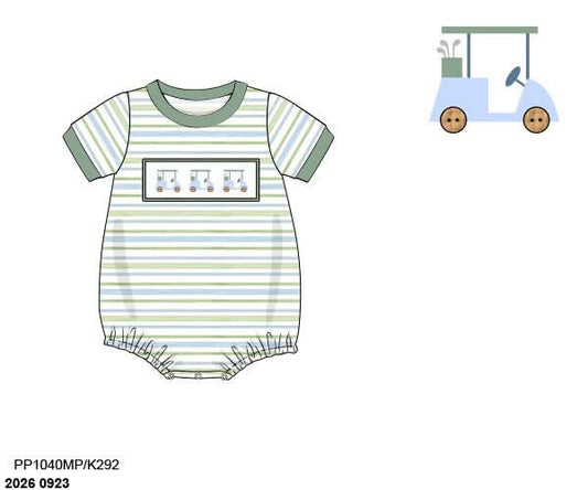 Pre Order 151: Floral & Golf- Boys Smocked Knit Bubble