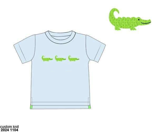 RTS: Critter Collection- Boys French Knot Alligator Shirt