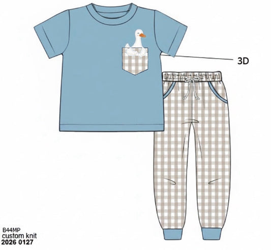 RTS: Granny's Geese- Boys Knit Jogger Set (No Monogram)