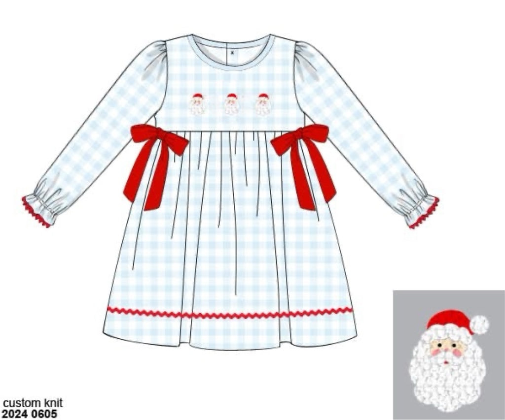 RTS: French Knot Santa- Girls Knit Dress