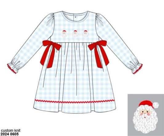 RTS: French Knot Santa- Girls Knit Dress