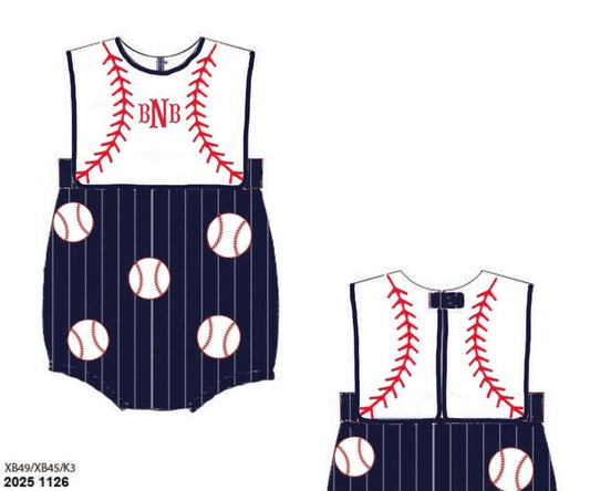 Special Pricing 2.0: Navy Baseball- Boys Knit Sunsuit