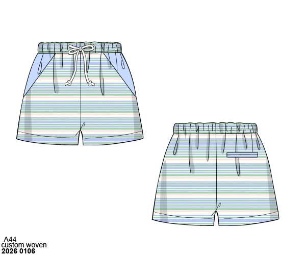 Pre Order 138: Mary-Keene Floral & Stripe- Dad/Mini Woven Traditional Shorts