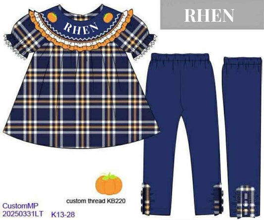 RTS: Windsor Plaid- Girls Knit Legging Set "RHEN"