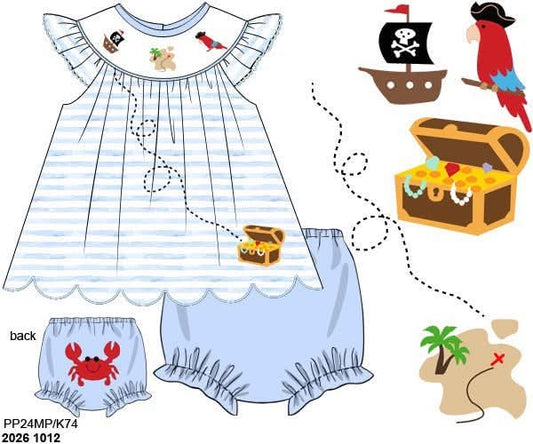 Pre Order 152: Pirate Treasure- Girls Knit Bloomer Set
