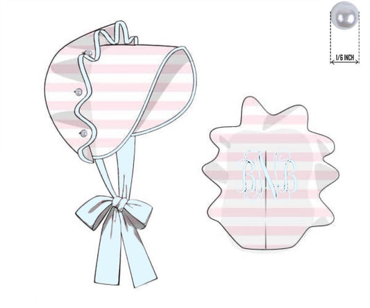 Pre Order 138: Pastel Stripe- Girls Woven Bonnet