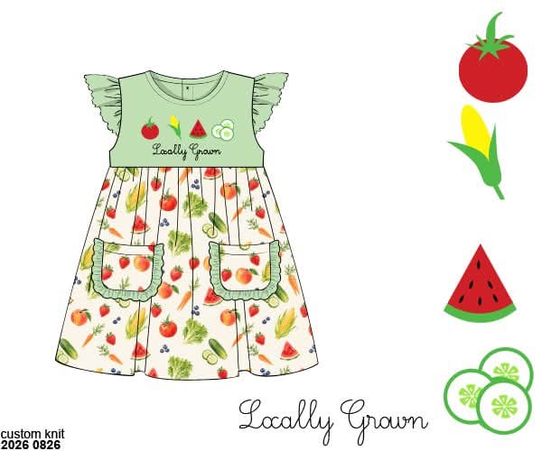 Pre Order 149: Homegrown- Girls Knit Embroidered Dress