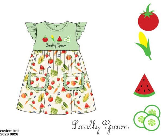 Pre Order 149: Homegrown- Girls Knit Embroidered Dress