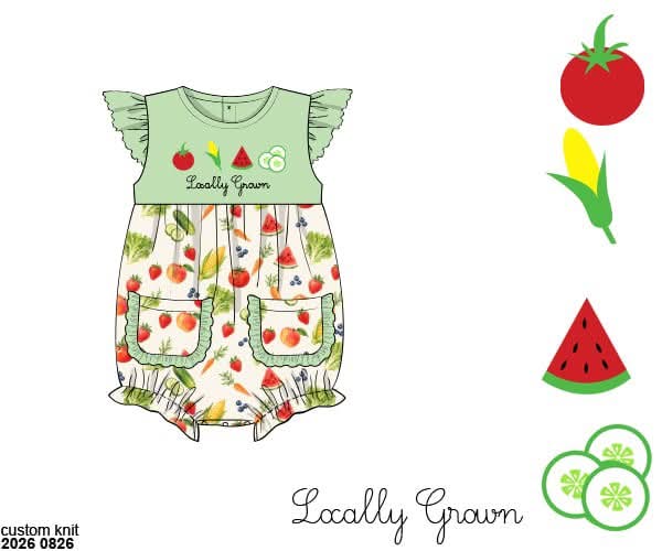 Pre Order 149: Homegrown- Girls Knit Embroidered Bubble