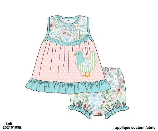 Customer Choice Pre Order 1: Girls Palmetto Chicken Bloomer Set