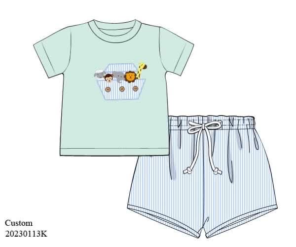 Throwback Pre Order: Noah's Ark- Boys Woven Shortie Set
