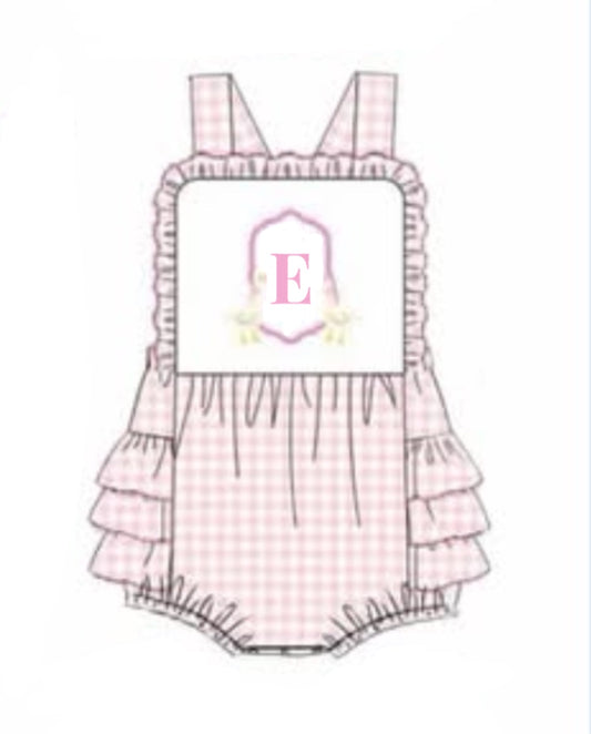 RTS: Silly Goose Crest- Girls Knit Sunsuit “E”