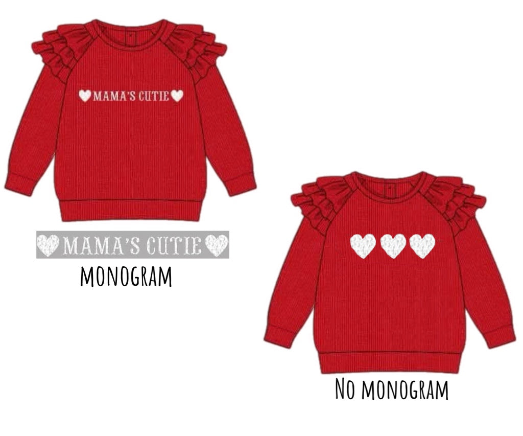 Pre Order 146: Valentines- Girls French Knot Hearts Sweater