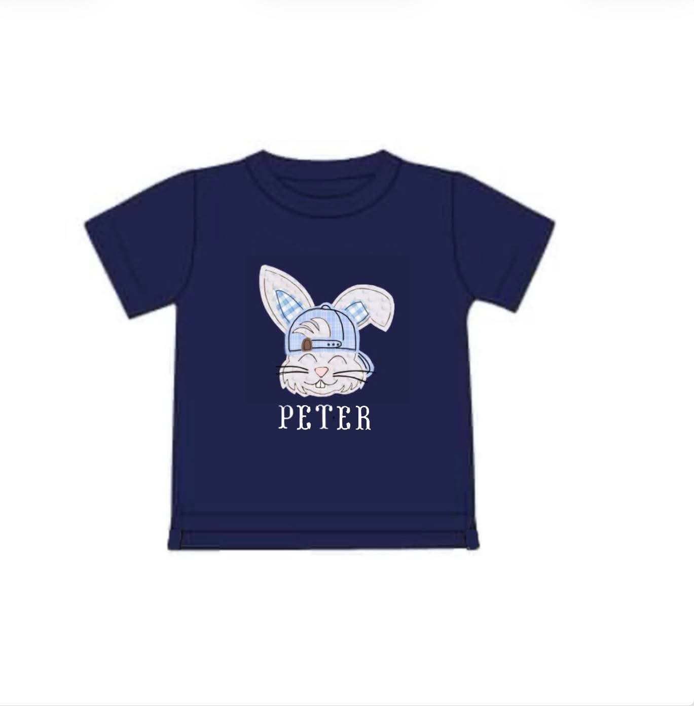 Pre Order 148: Easter Shirt Only- Boys Cool Bunny Appliqué Knit Shirt