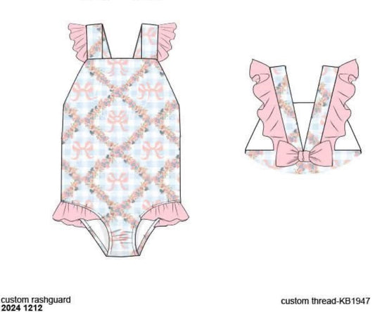 RTS: Bradford Bows- Girls 1pc Rash Guard Swim
