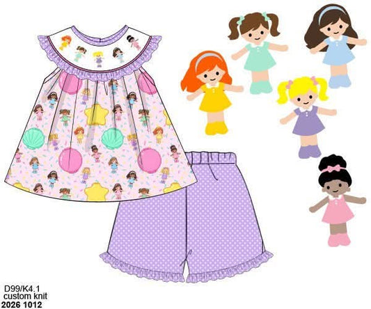 Pre Order 152: Girls Only- Pocket Polly Smocked Short Set