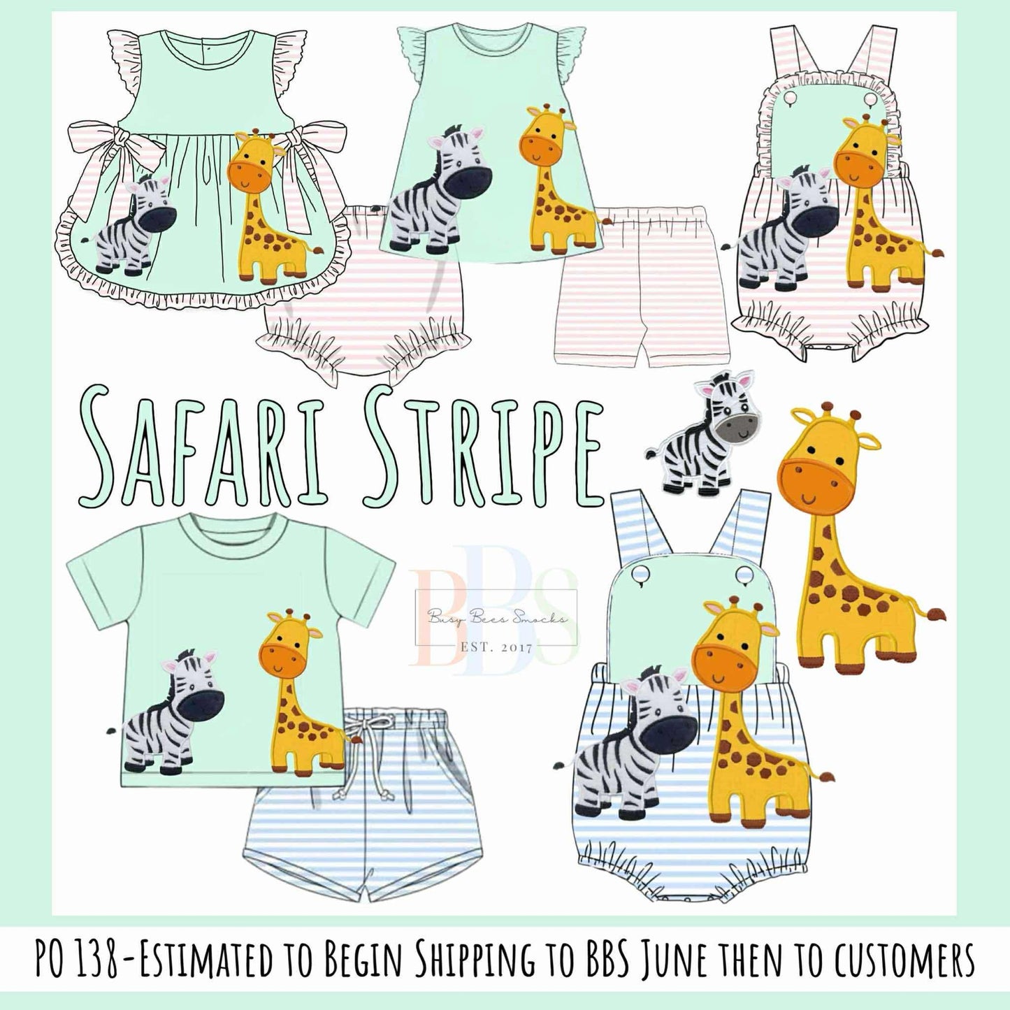 Pre Order 138: Safari Stripe- Boys Knit Short Set