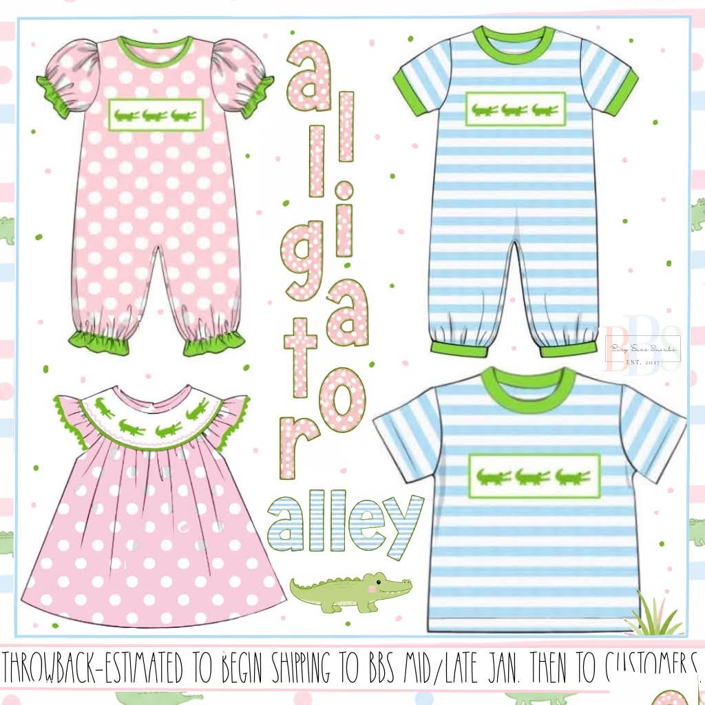 Throwback Pre Order: Alligator Alley- Girls Knit Romper