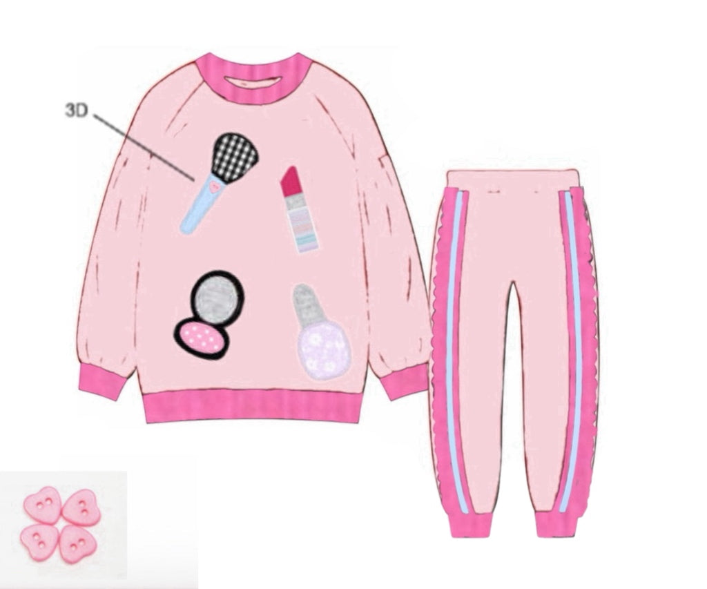 Pre Order 147: Appliqué Jogger Sets- Girls Make Up