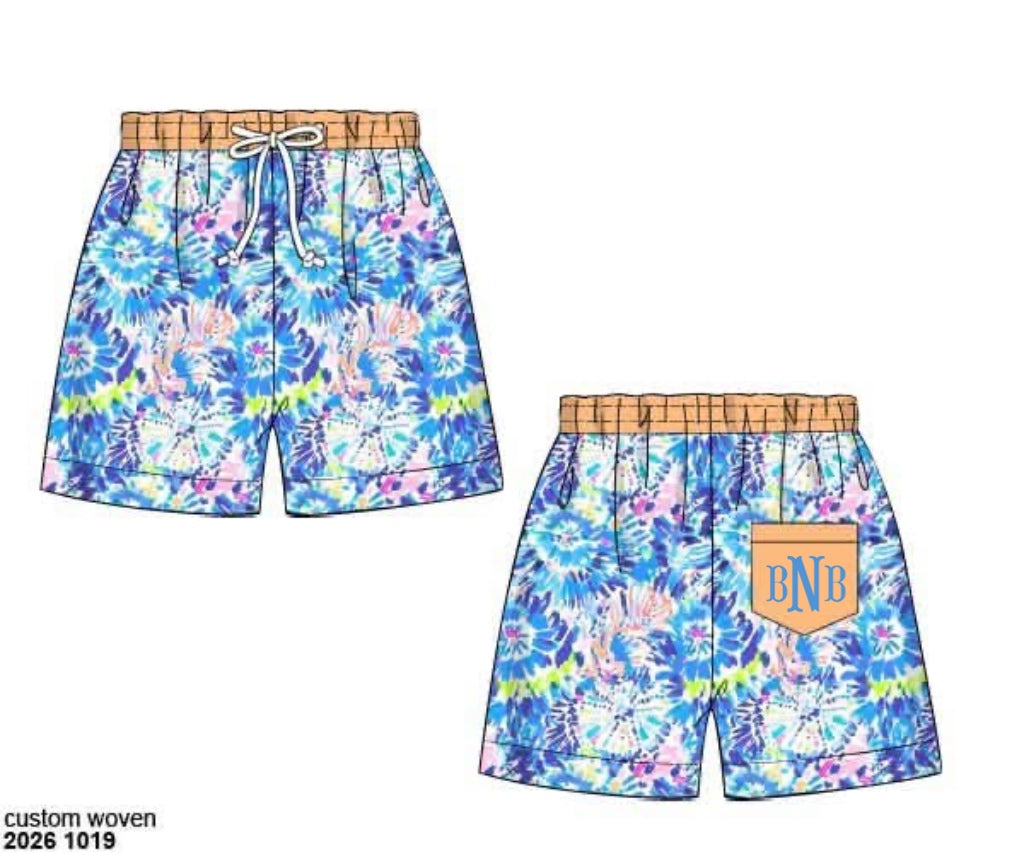 Pre Order 152: Crab Coast- Dad/Mini Woven Traditional Swim Shorts