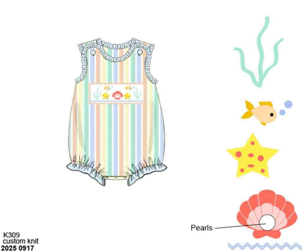 Pre Order 152: Happy As A Clam- Girls Smocked Bubble