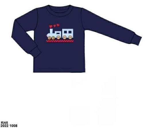 Pre Order 132: Valentine Shirt Only- Boys Train Applique Shirt