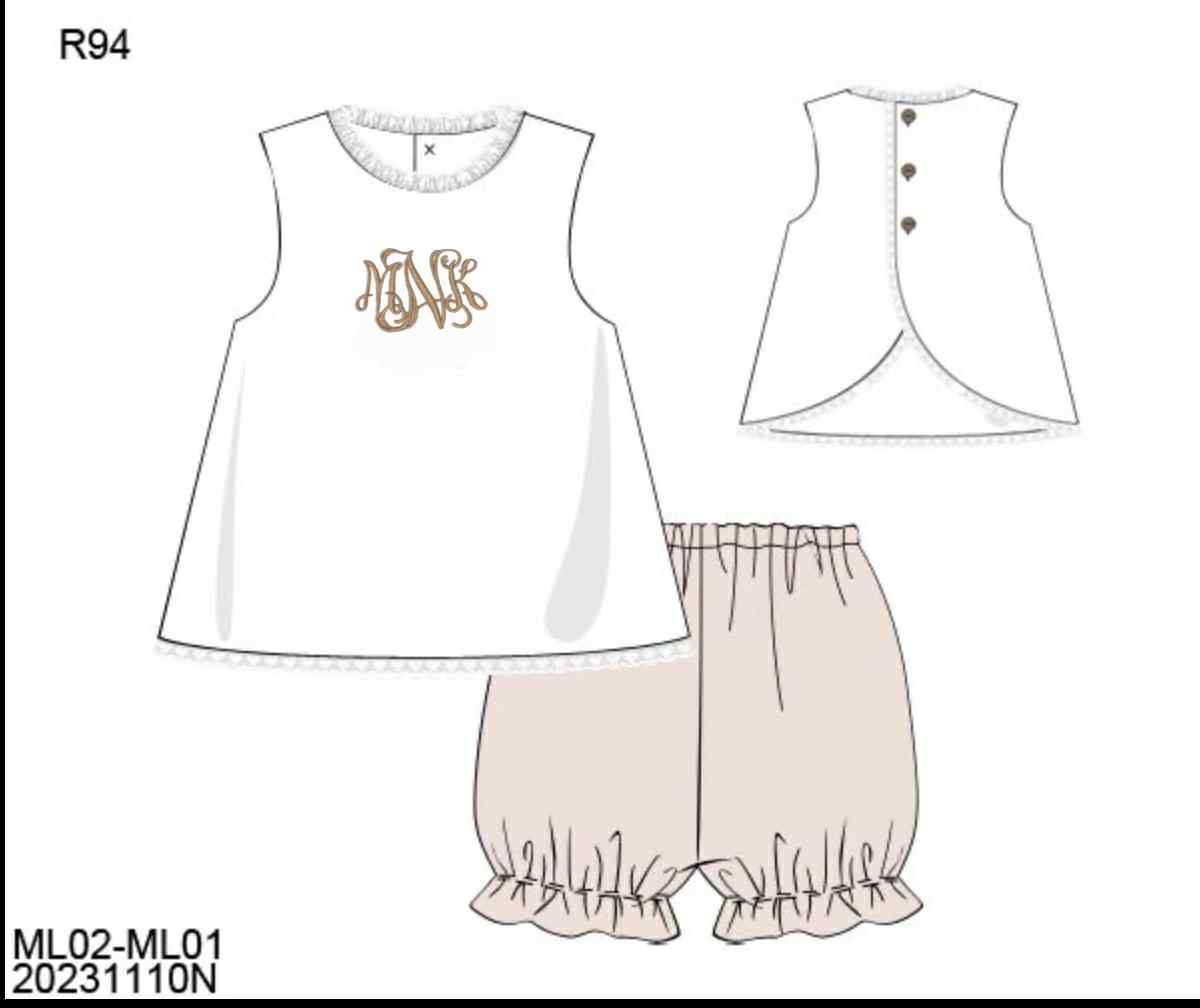 RTS: Muslin- Girls Bubble Short Set 2t "MWK"
