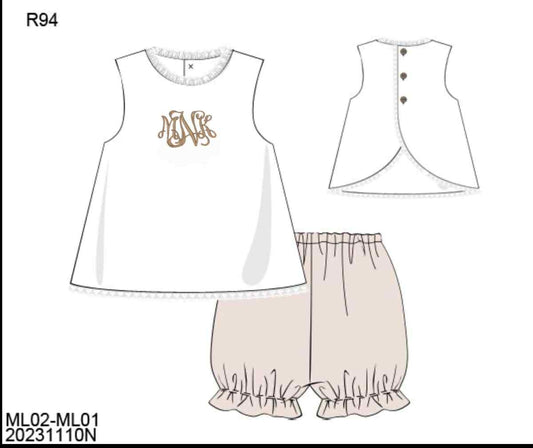 RTS: Muslin- Girls Bubble Short Set 2t "MWK"