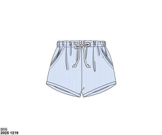 Pre Order 140: Boys Mix & Match- Blue Gingham Woven Shorties