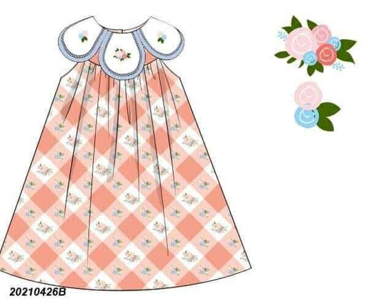 RTS: Lynlee Floral & Check- Girls Woven Dress
