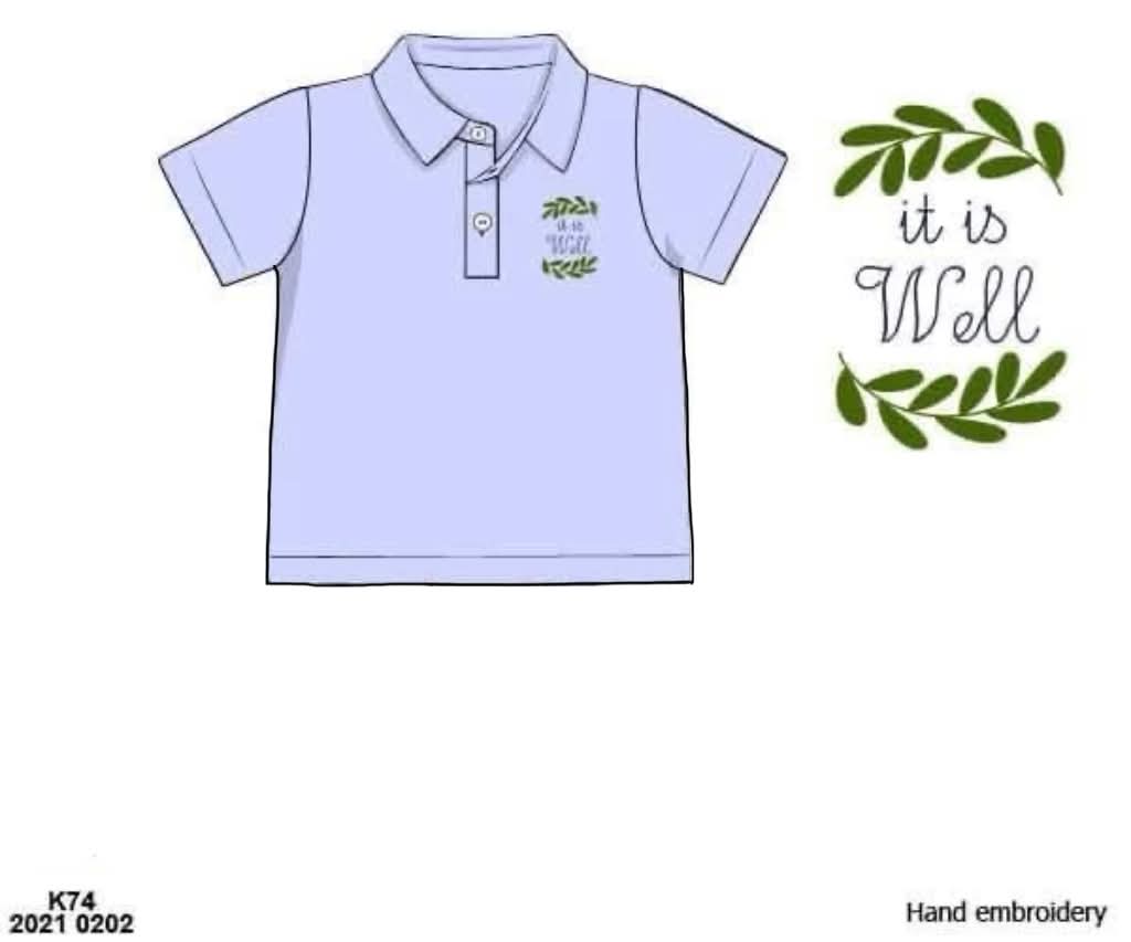 Throwback Pre Order: It Is Well- Boys Knit Shirt Only
