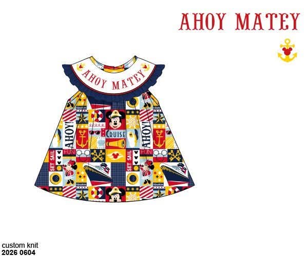 Pre Order 146: Characters- Girls Boat Vacation Name Smock Knit Shirt