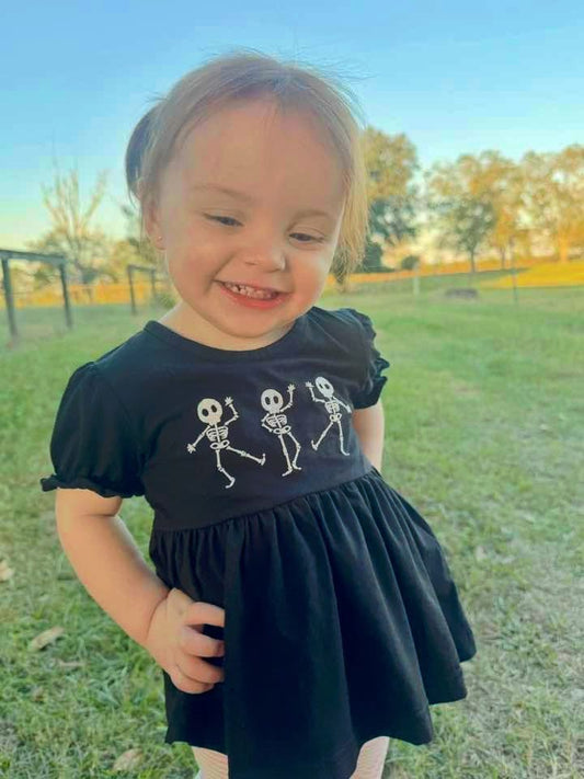 RTS: Halloween Shirt Only- Girls Skeletons