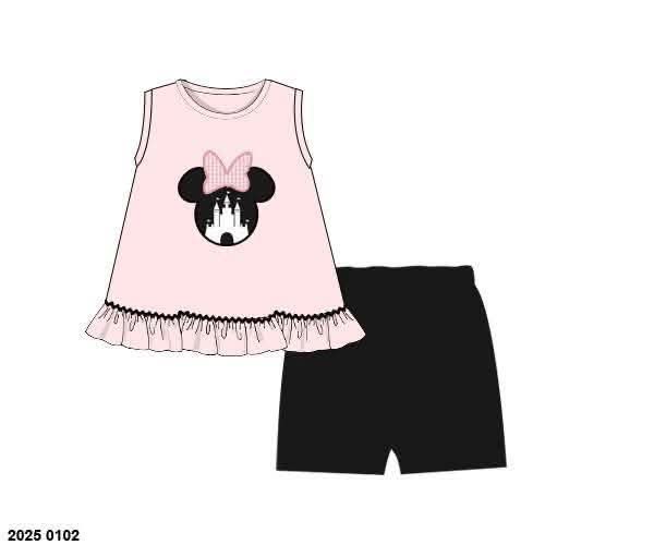 Pre Order 152: Girls Only- Earrey Mouse Biker Short Set